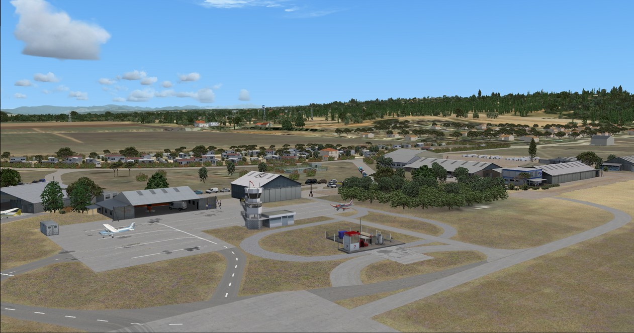 Vue parkings Aérodrome de Vinon-sur-Verdon LFNF sous FSX-Prepar3D
