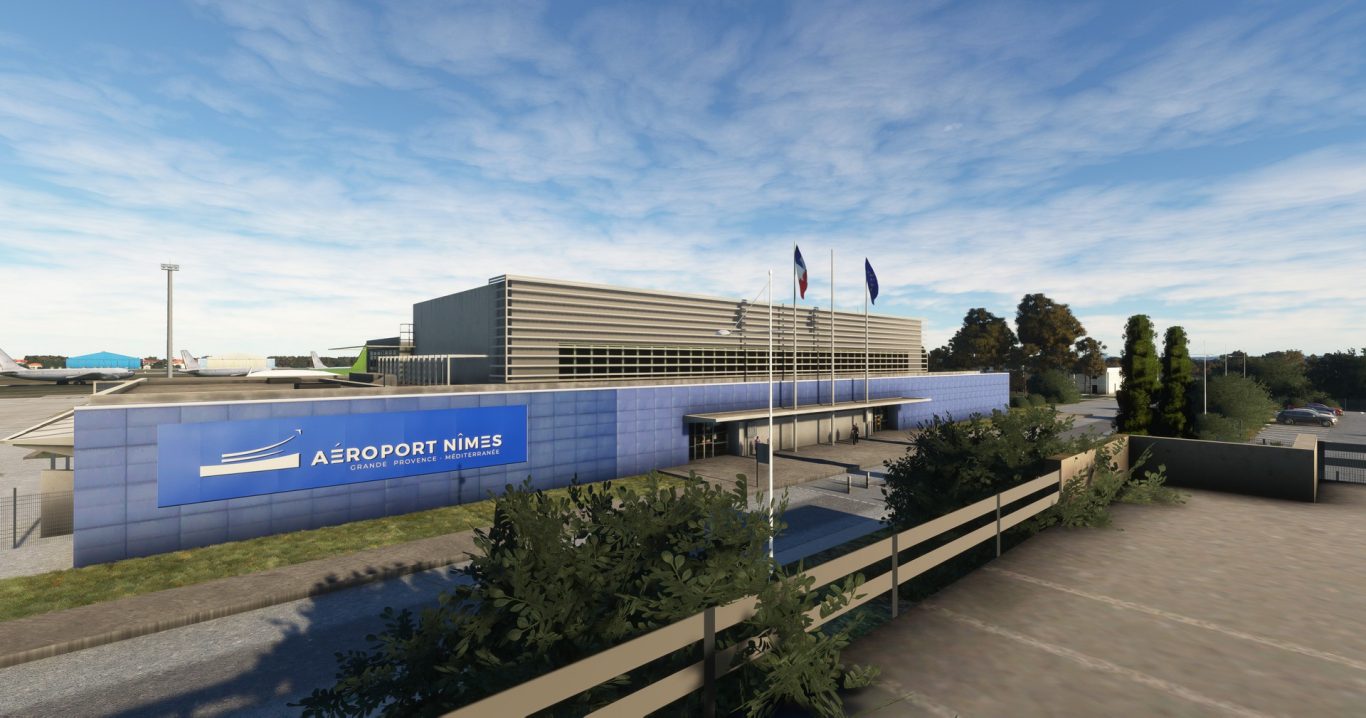 Entrée du terminal de l'aéroport Nimes Garons LFTW pour Microsoft Flight Simulator 2020 - MSFS2020