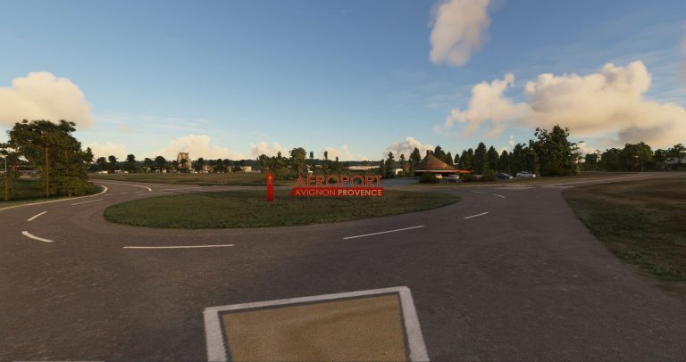 Entrée de l'aéroport Avignon-Caumont LFMV sous Microsoft Flight Simulator MSFS