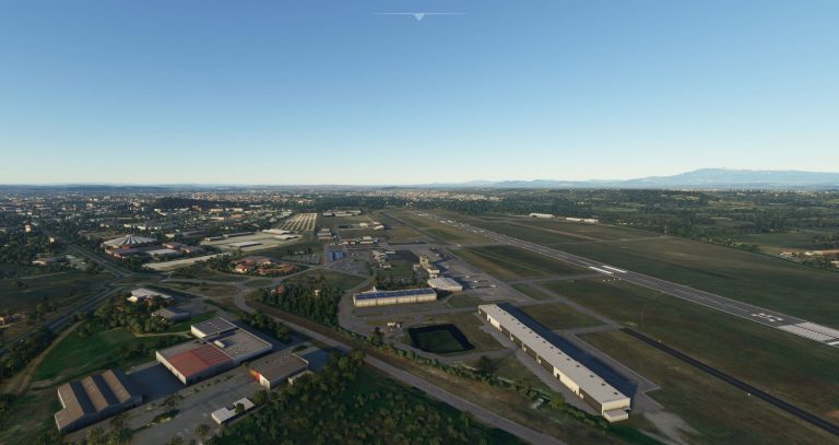 Vue générale de l'aéroport Avignon-Caumont LFMV sous Microsoft Flight Simulator MSFS