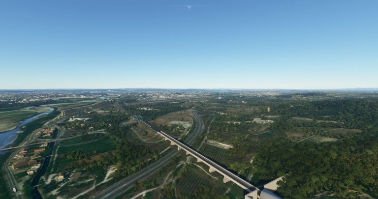 Pont TGV près de l'aéroport Avignon-Caumont LFMV sous Microsoft Flight Simulator MSFS