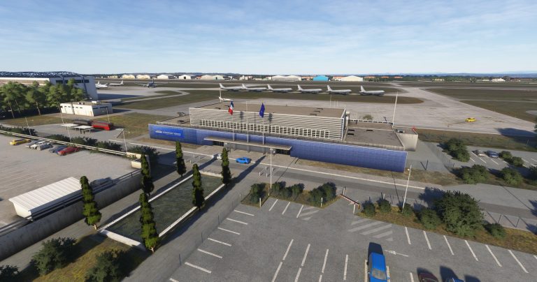 Entrée du terminal de l'aéroport Nimes Garons LFTW pour Microsoft Flight Simulator 2024
