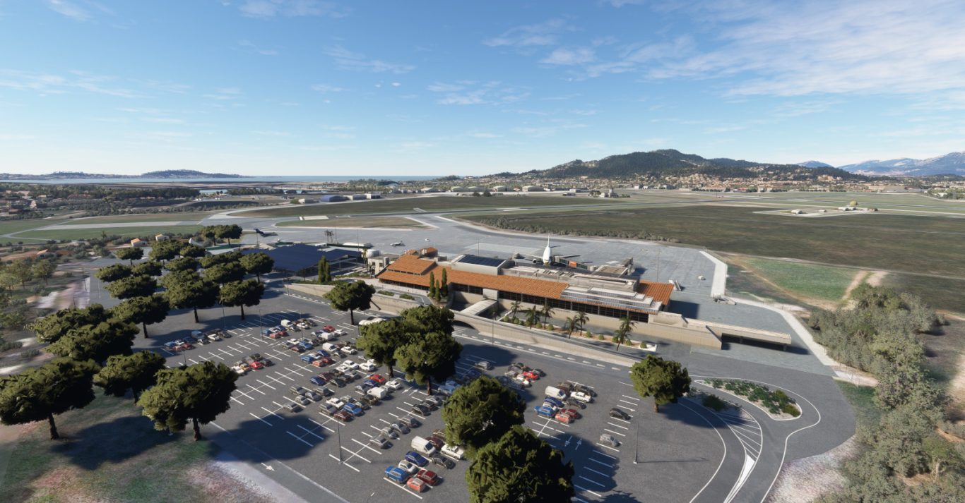 Entrée du terminal de l'aéroport Toulon-Hyères LFTH pour Microsoft Flight Simulator MSFS